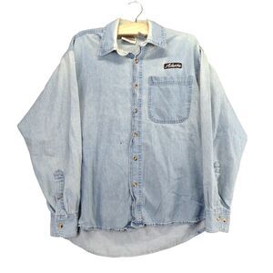Vintage Foul Weather Gear Cold Storage Denim Long Sleeve Shirt SZ M Blue Alaska